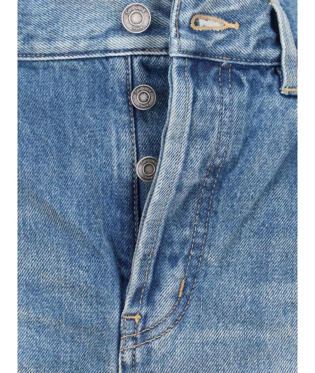 SAINT LAURENT Синие хлопковые прямые джинсы, фото 2
