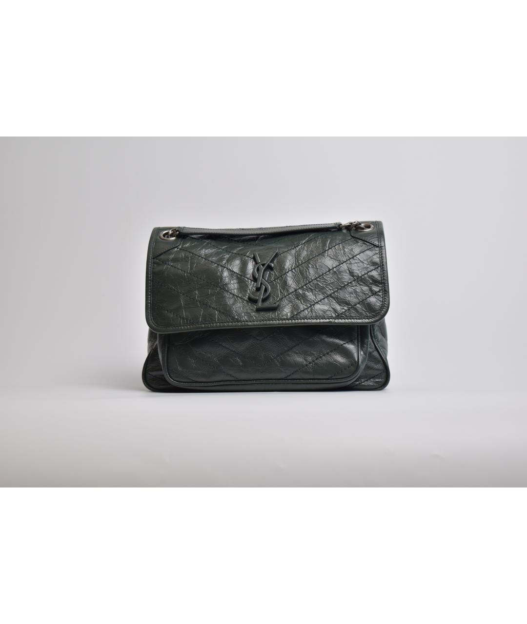 SAINT LAURENT Зеленая кожаная сумка через плечо, фото 10