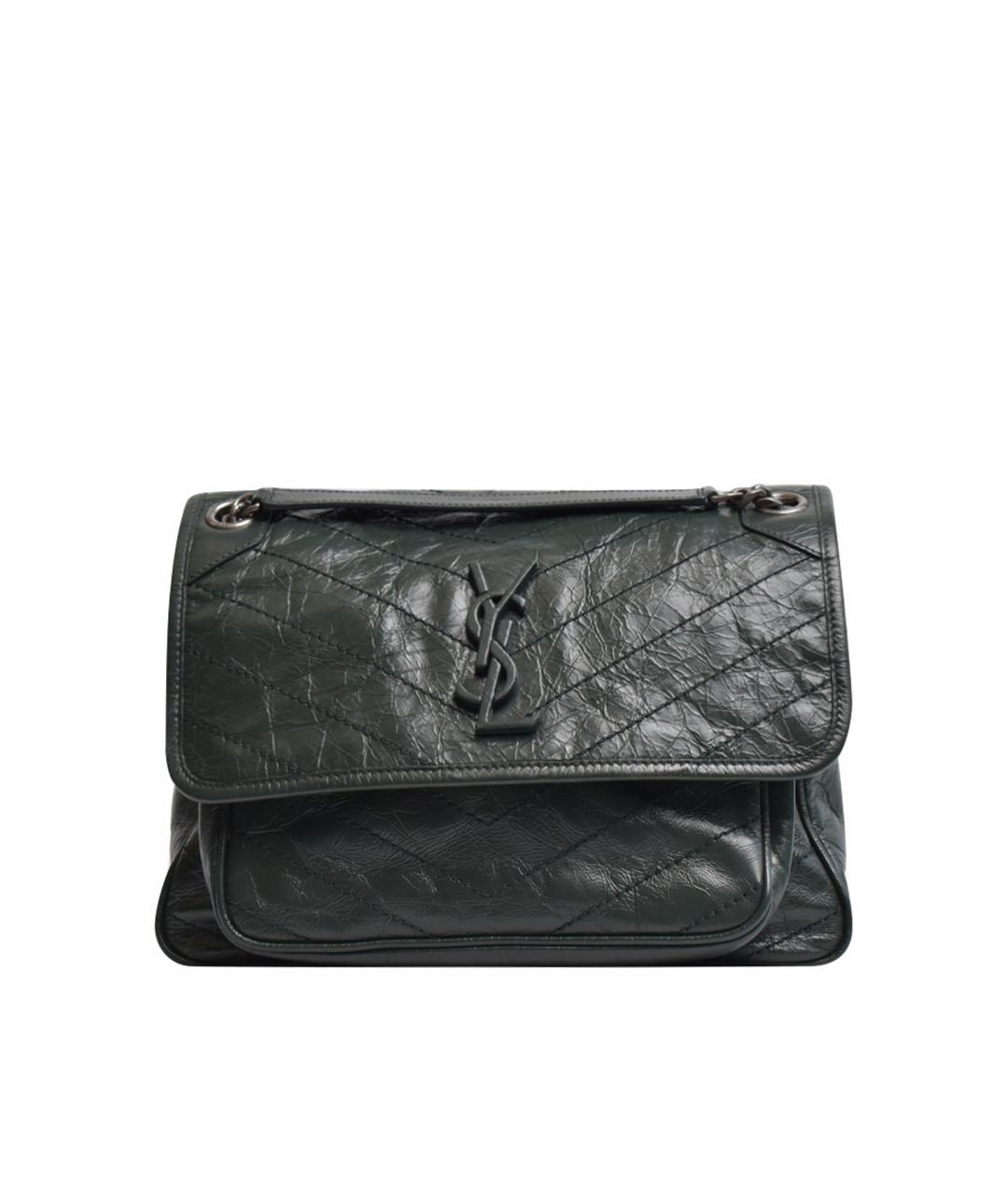 SAINT LAURENT Зеленая кожаная сумка через плечо, фото 1