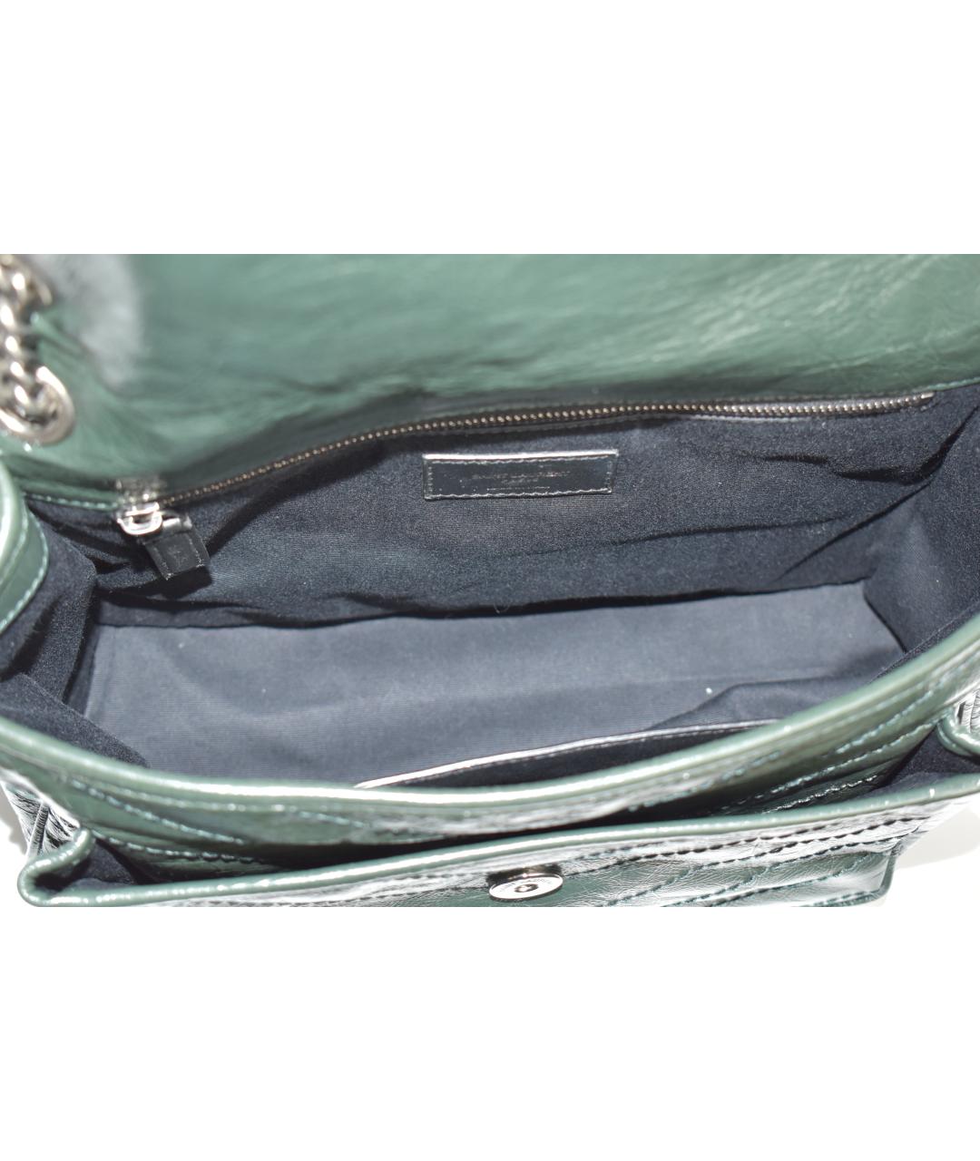 SAINT LAURENT Зеленая кожаная сумка через плечо, фото 4