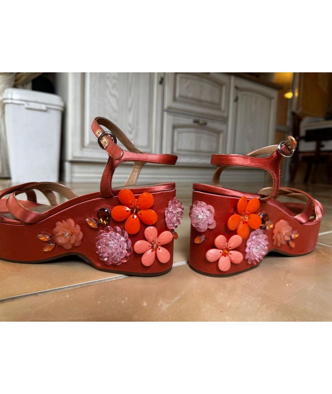 MARC JACOBS Коралловые текстильные босоножки, фото 4