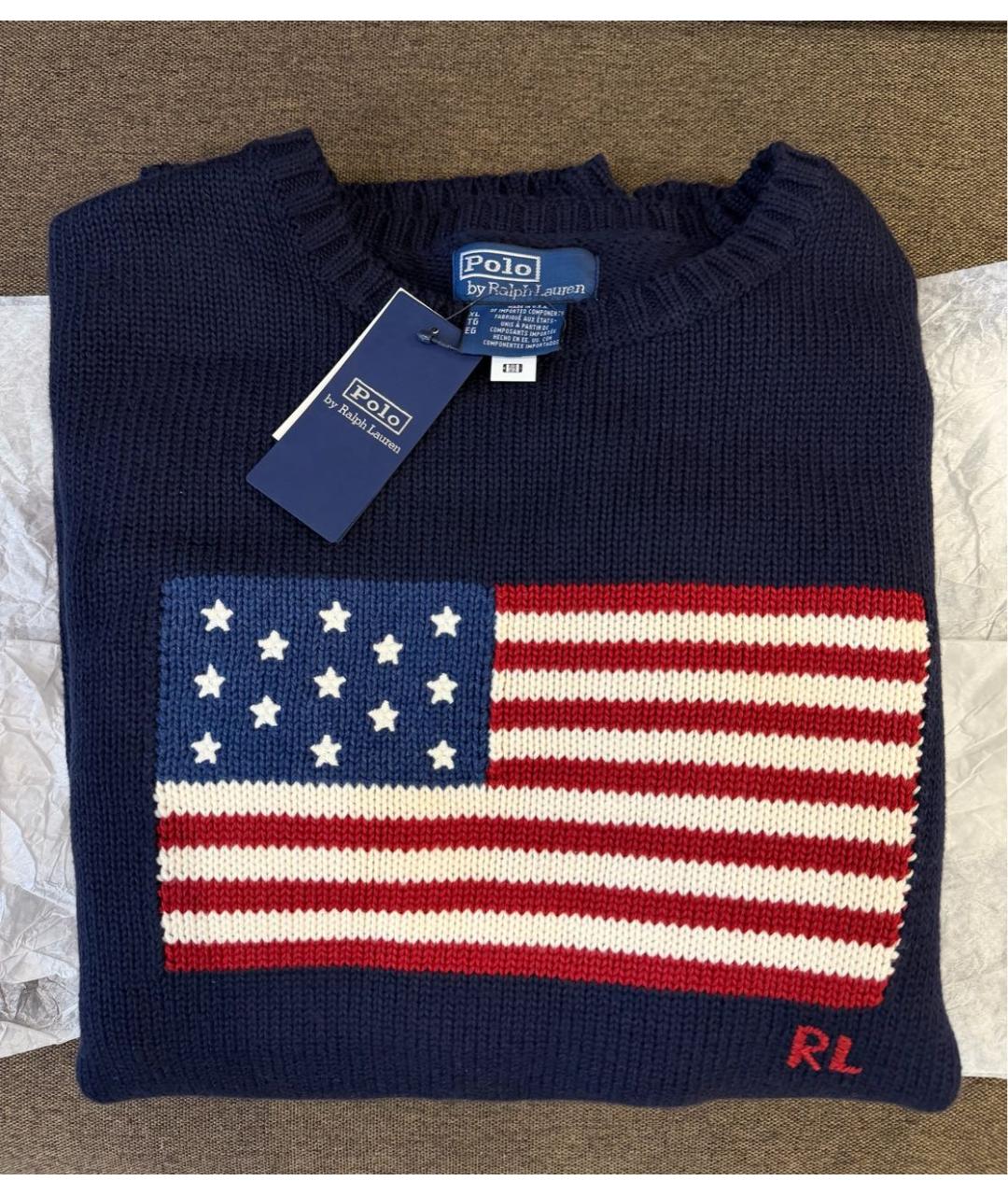 POLO RALPH LAUREN Темно-синий хлопковый джемпер / свитер, фото 5