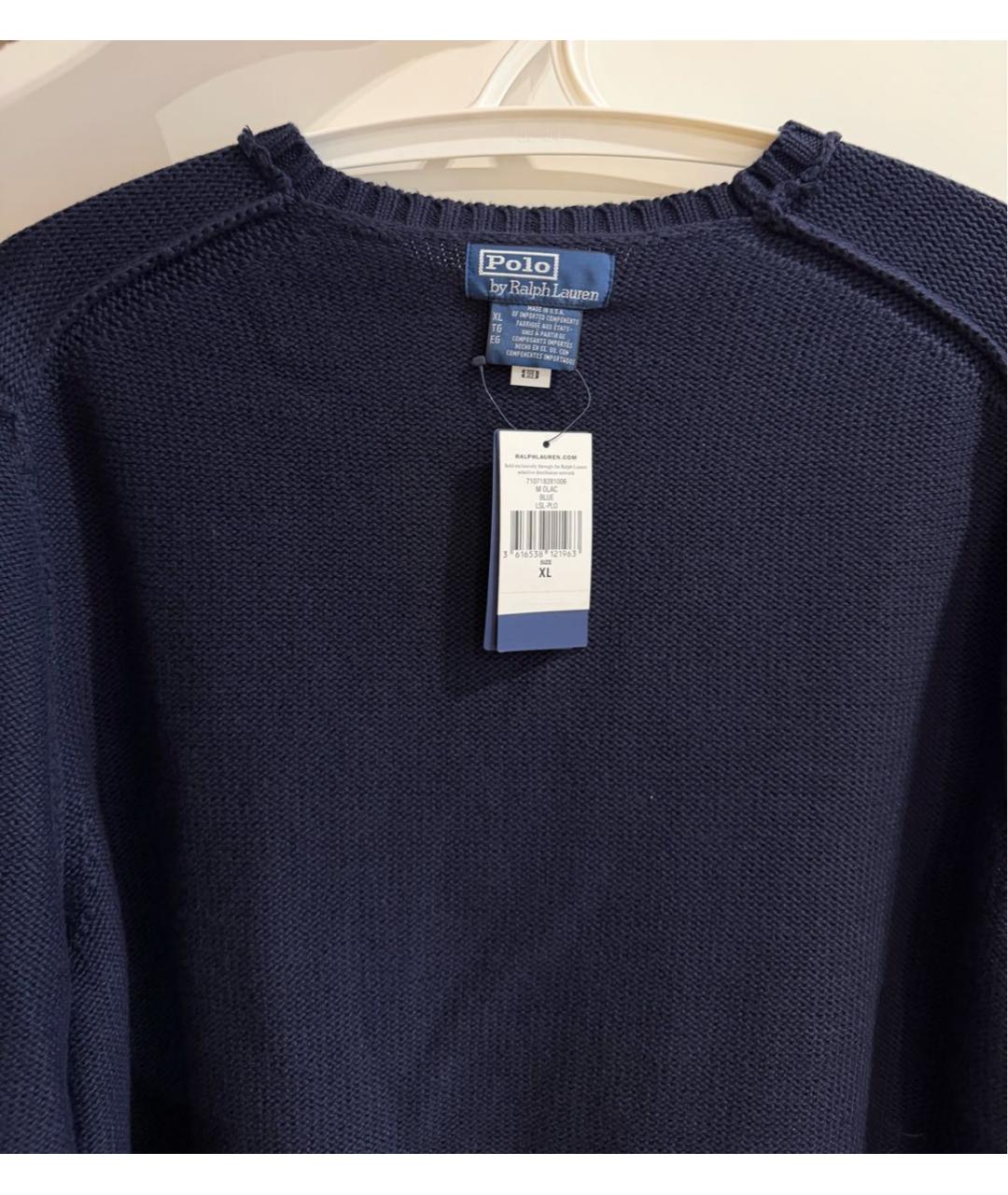 POLO RALPH LAUREN Темно-синий хлопковый джемпер / свитер, фото 3