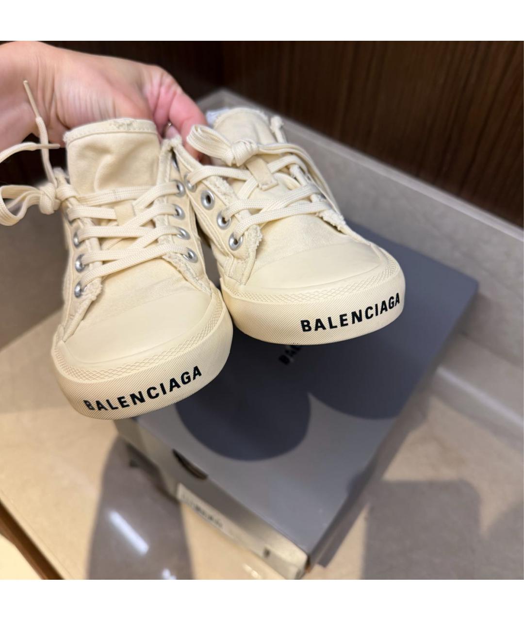 BALENCIAGA Бежевые текстильные кеды, фото 8