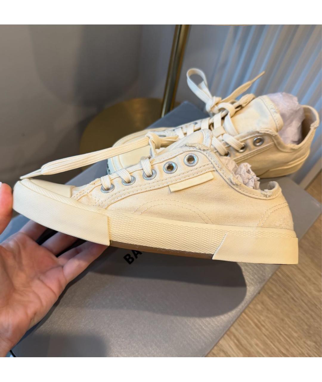 BALENCIAGA Бежевые текстильные кеды, фото 6