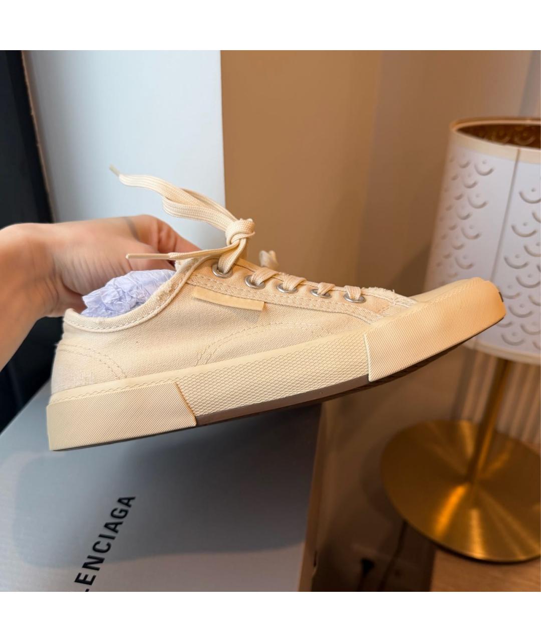 BALENCIAGA Бежевые текстильные кеды, фото 5