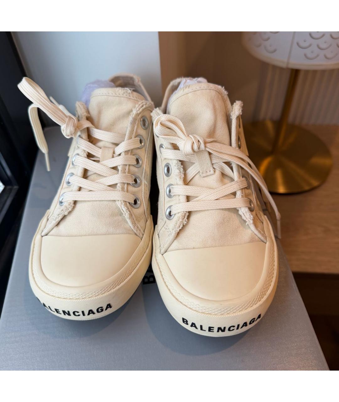 BALENCIAGA Бежевые текстильные кеды, фото 3