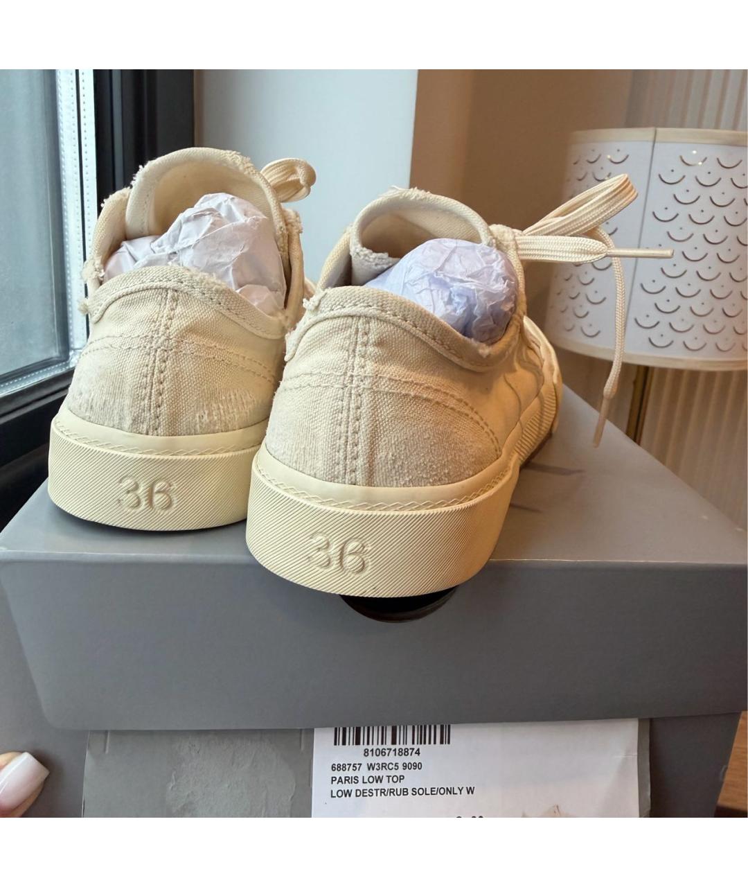 BALENCIAGA Бежевые текстильные кеды, фото 7