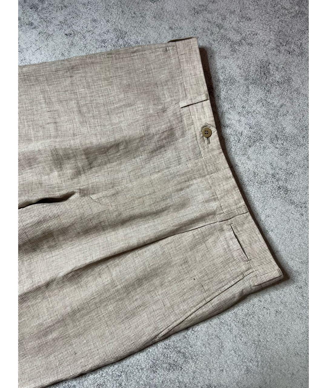 BRIONI Бежевые льняные классические брюки, фото 2