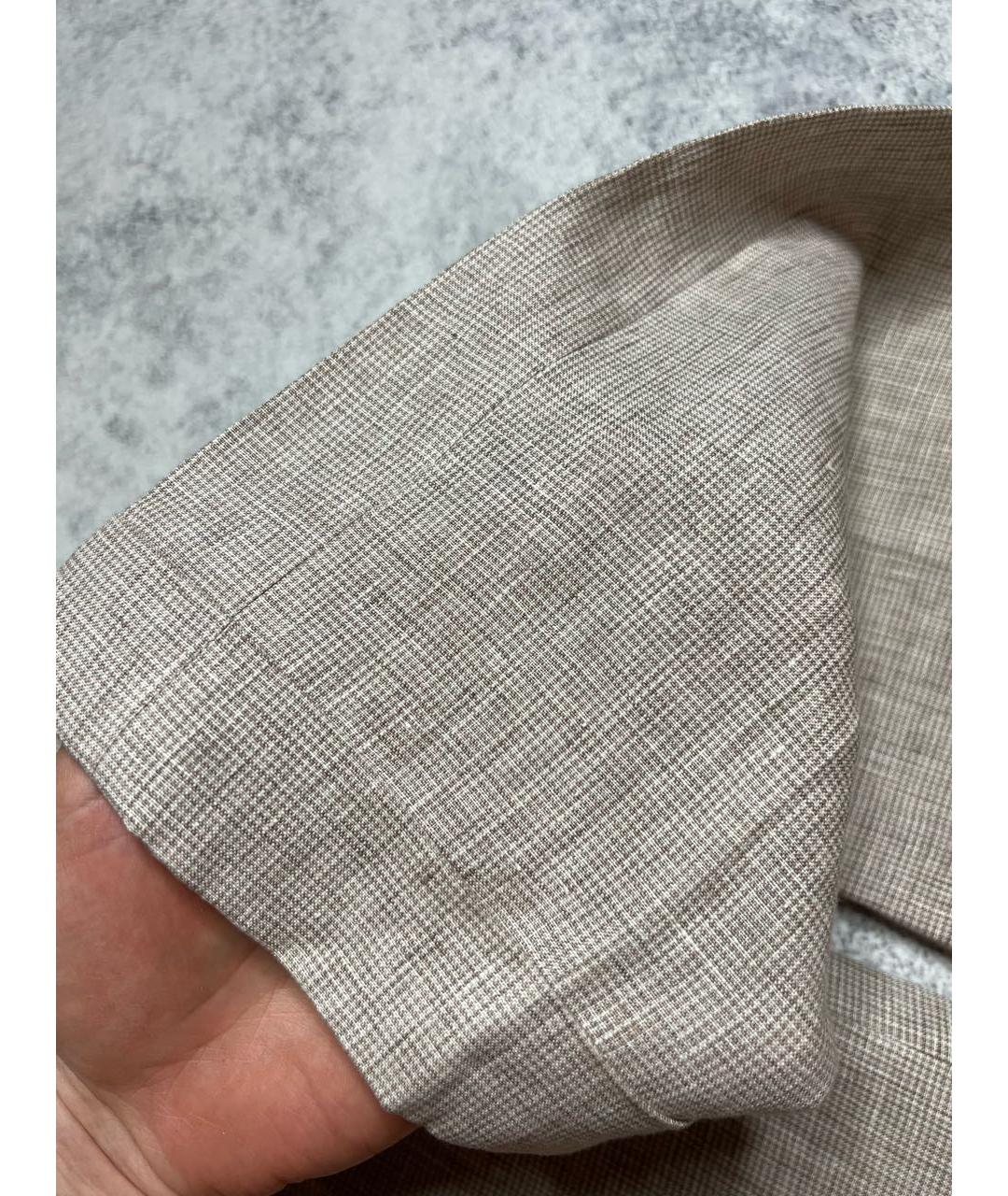 BRIONI Бежевые льняные классические брюки, фото 4