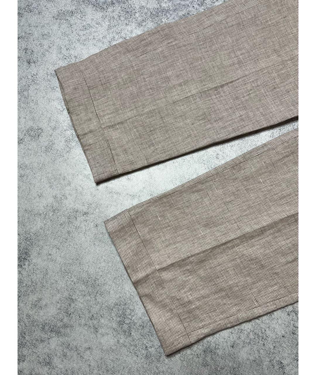 BRIONI Бежевые льняные классические брюки, фото 3