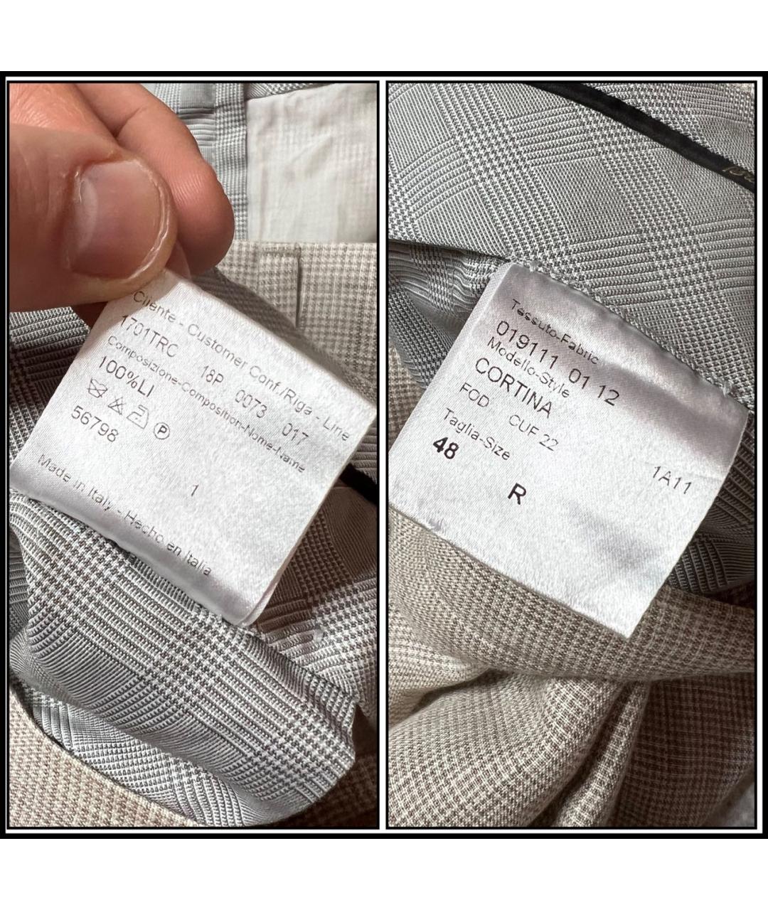 BRIONI Бежевые льняные классические брюки, фото 8