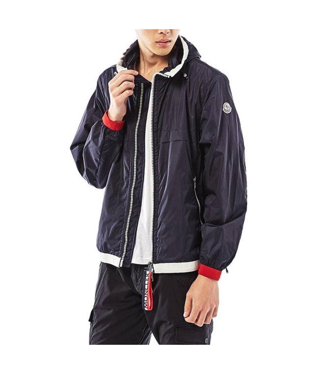 MONCLER Темно-синяя полиамидовая куртка, фото 5