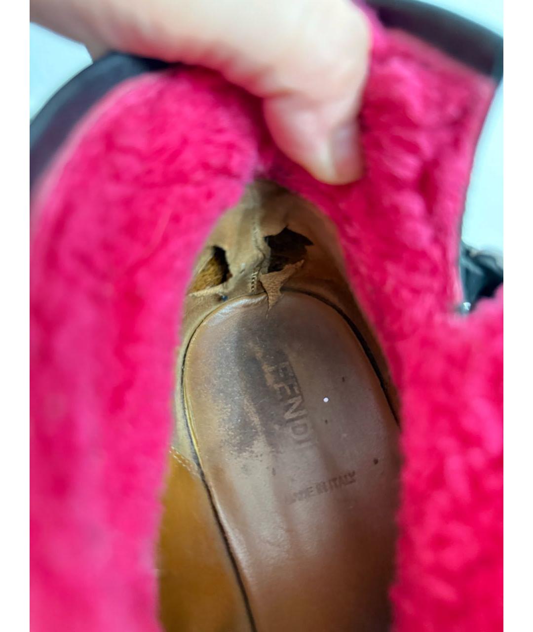 FENDI Черные кожаные ботинки, фото 6