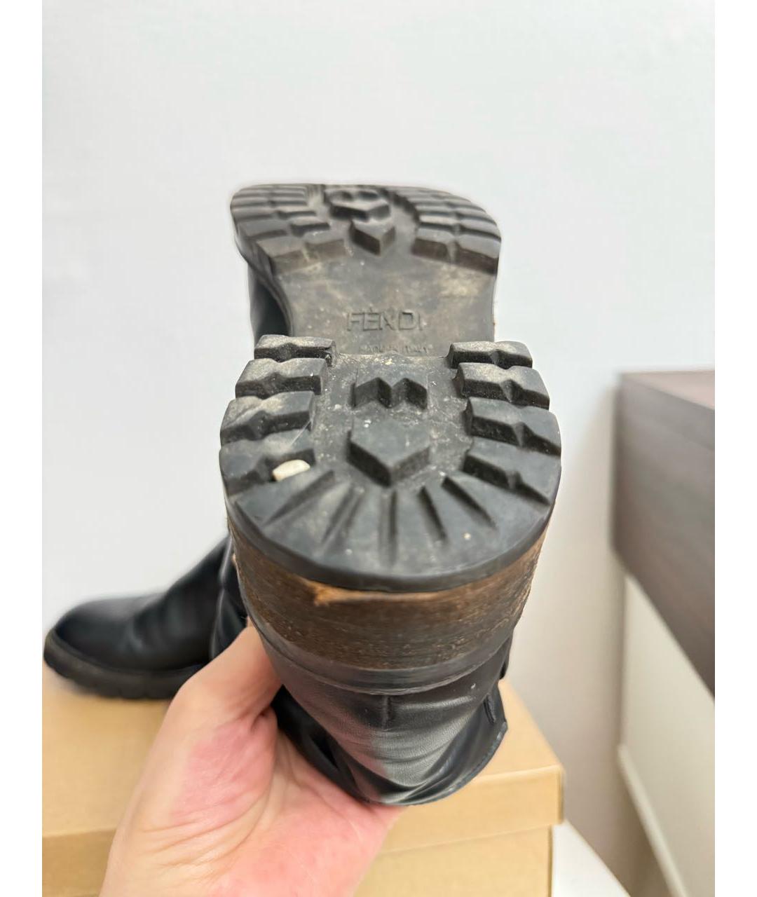 FENDI Черные кожаные ботинки, фото 4