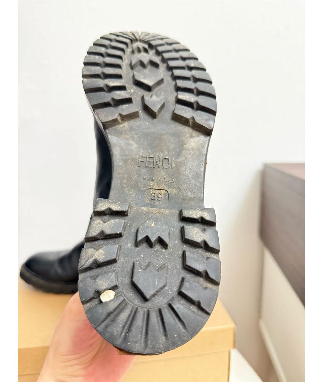 FENDI Черные кожаные ботинки, фото 5