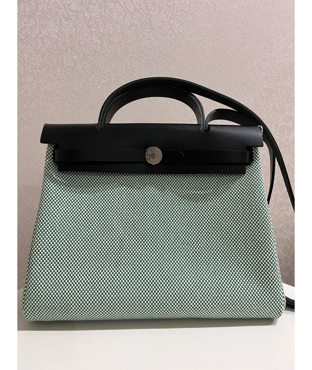 HERMES Бирюзовая тканевая сумка через плечо, фото 6