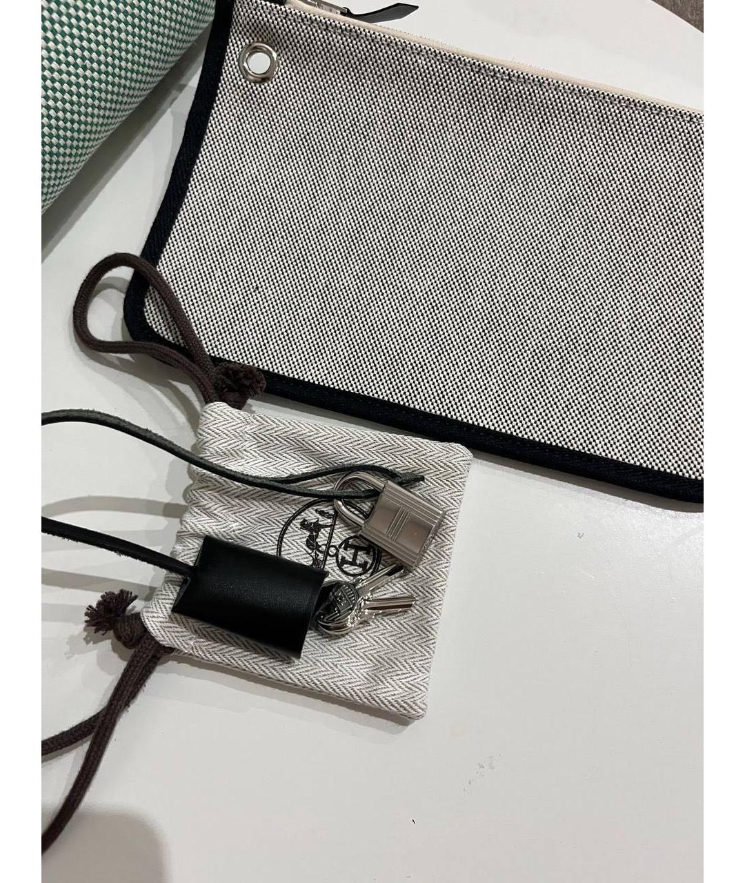 HERMES Бирюзовая тканевая сумка через плечо, фото 4