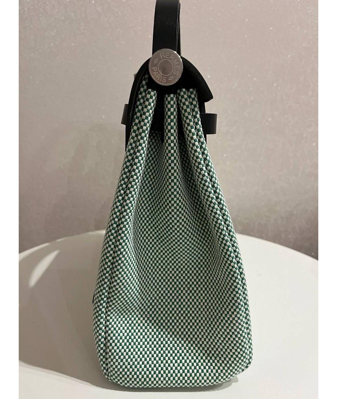 HERMES Бирюзовая тканевая сумка через плечо, фото 3