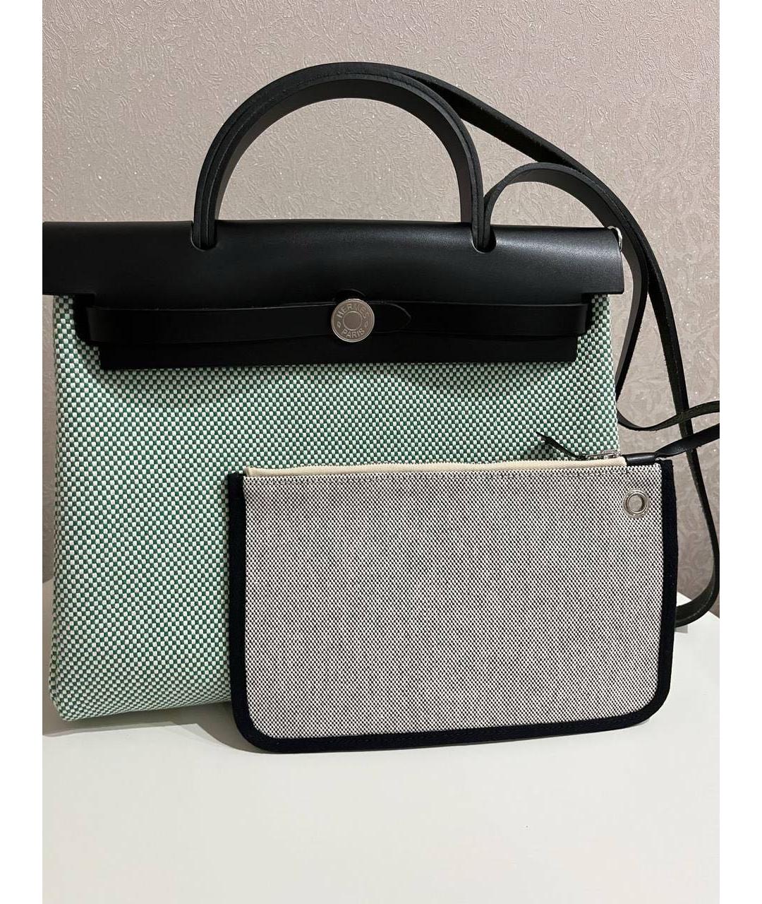 HERMES Бирюзовая тканевая сумка через плечо, фото 5