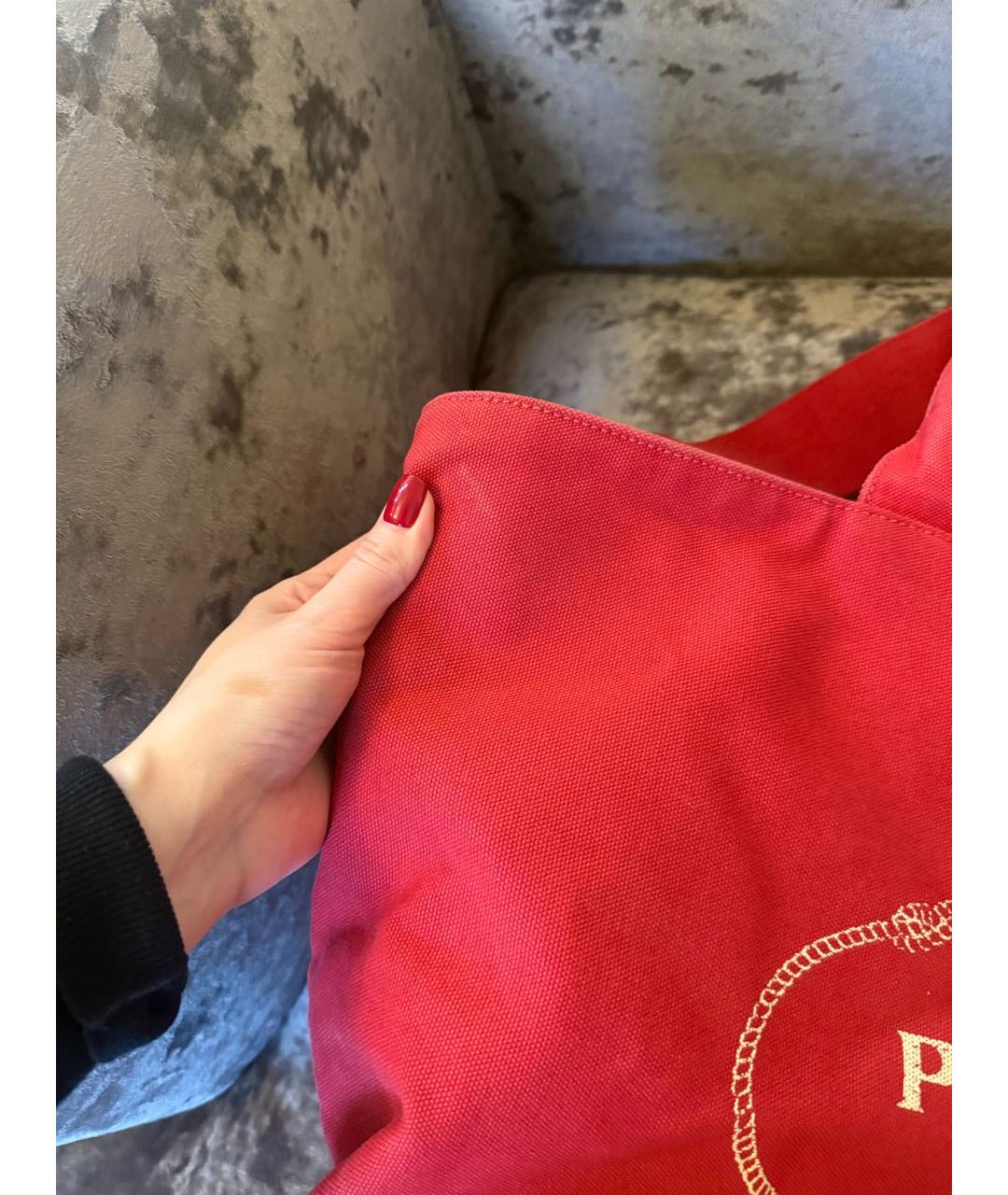 PRADA Красная хлопковая пляжная сумка, фото 8