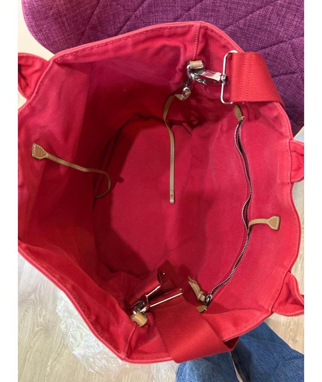 PRADA Красная хлопковая пляжная сумка, фото 6