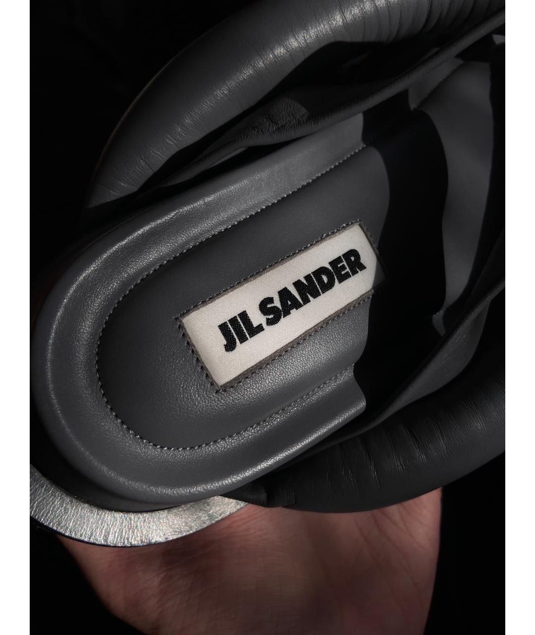 JIL SANDER Серые кожаные сандалии, фото 5