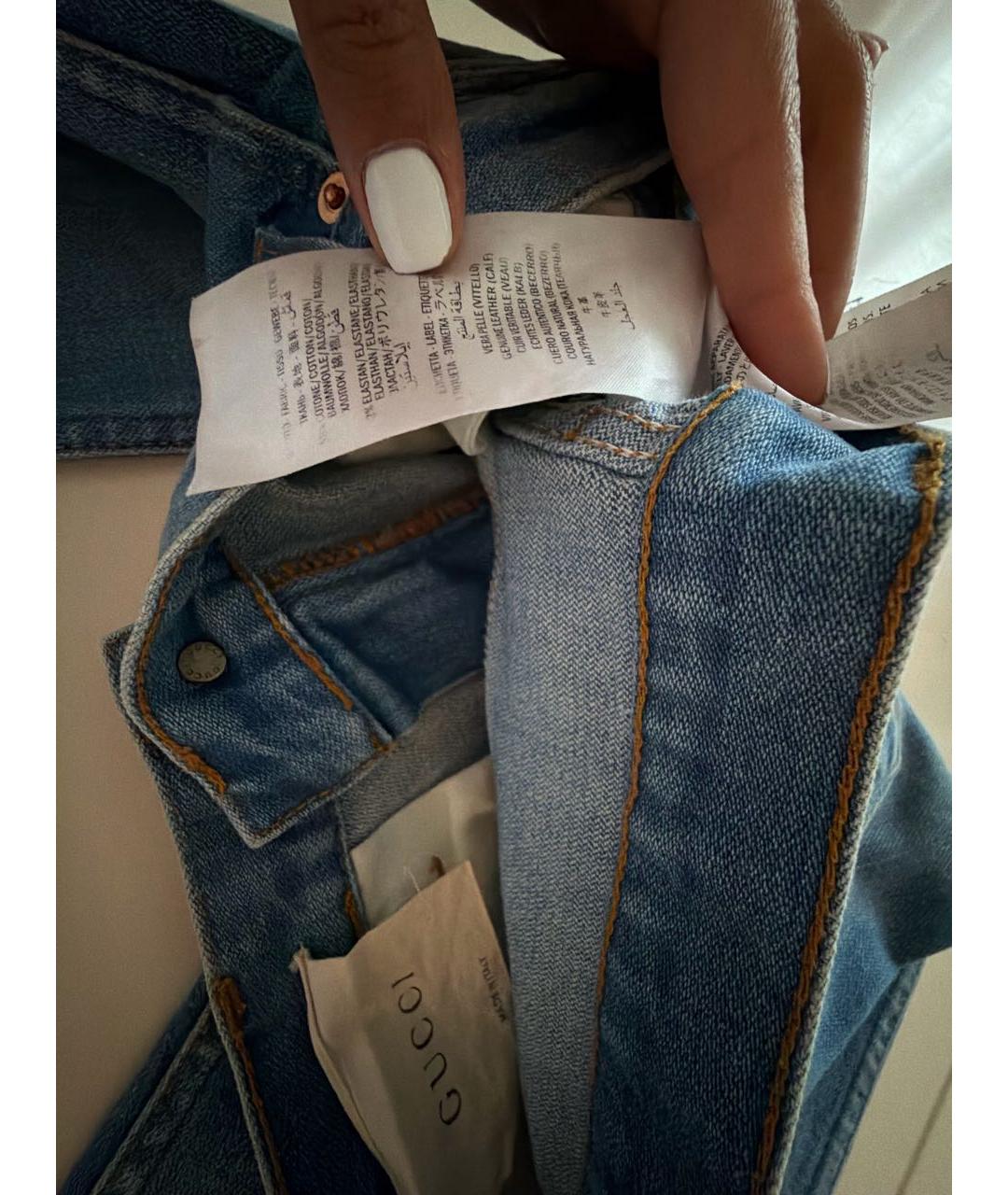 GUCCI Синие хлопковые прямые джинсы, фото 5