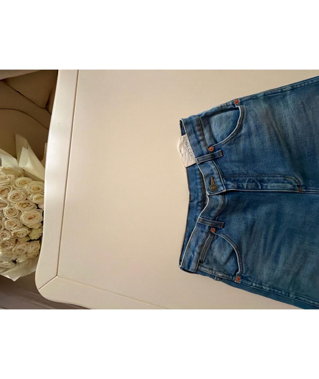 GUCCI Синие хлопковые прямые джинсы, фото 3