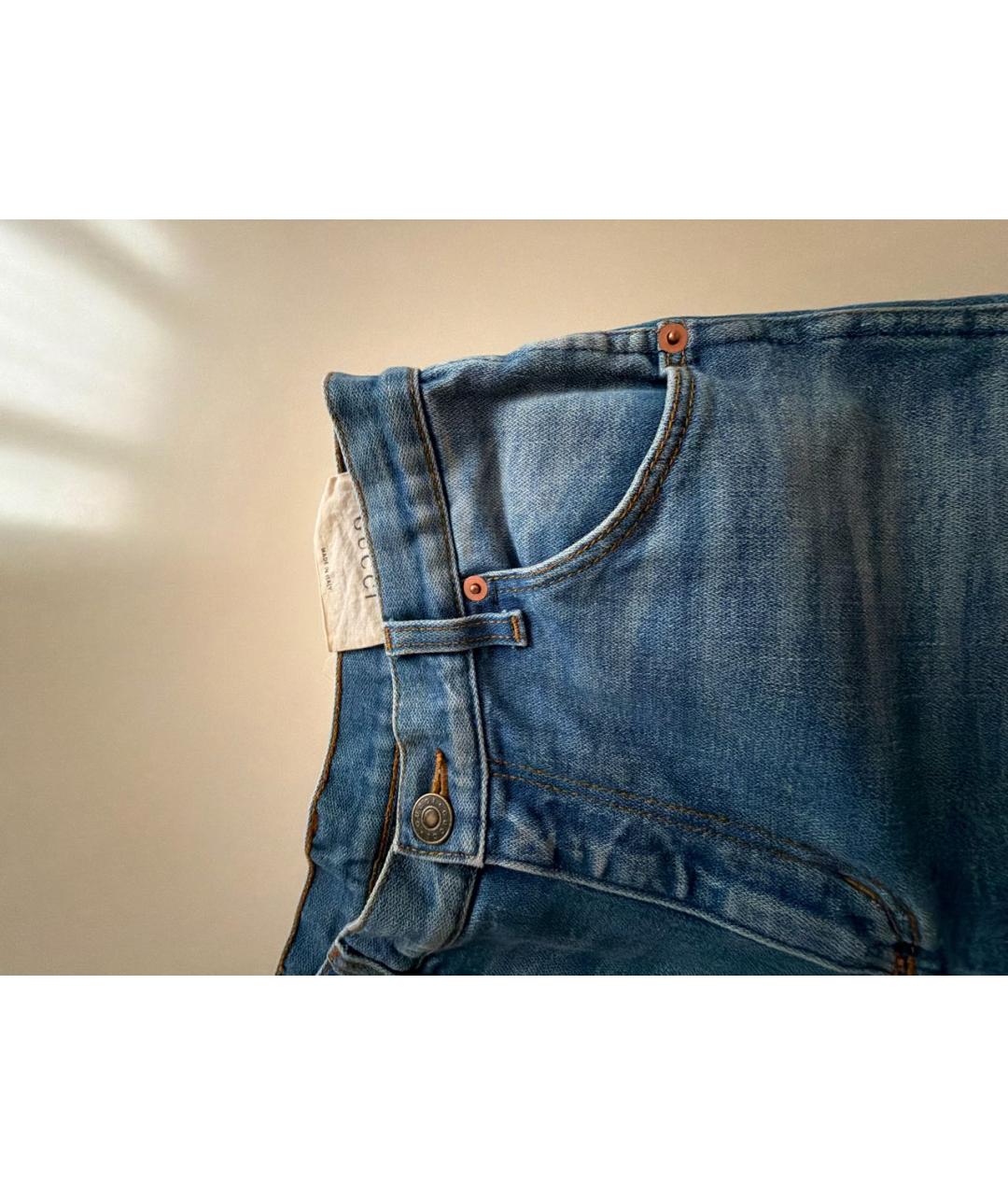 GUCCI Синие хлопковые прямые джинсы, фото 4