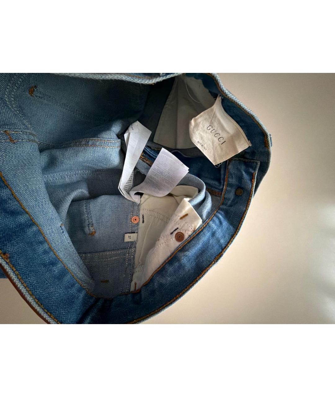 GUCCI Синие хлопковые прямые джинсы, фото 7