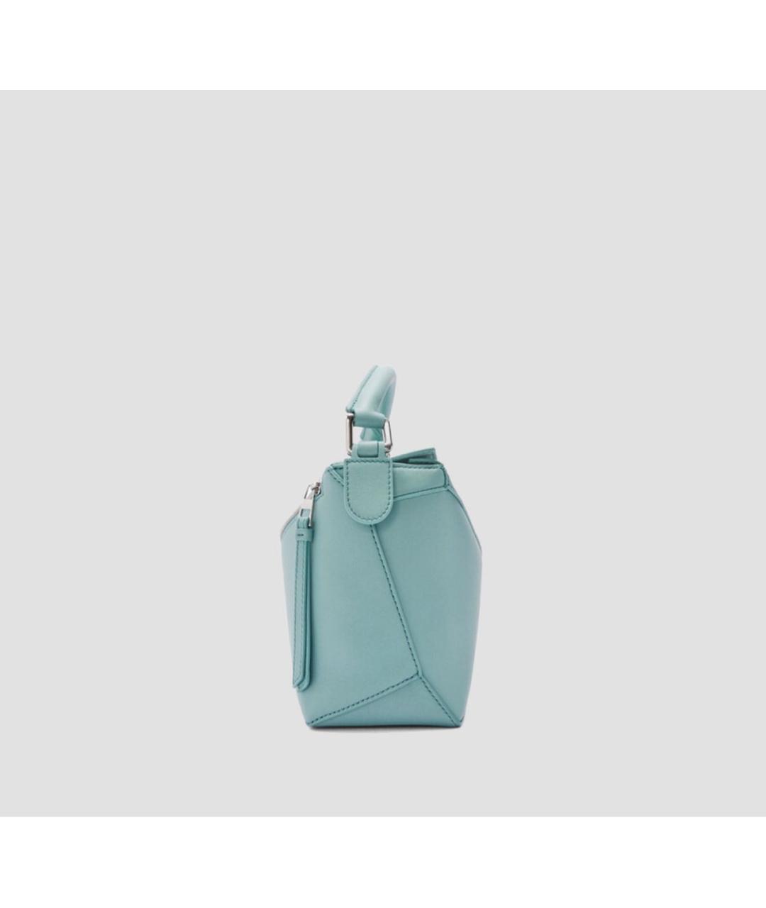 LOEWE Голубая кожаная сумка с короткими ручками, фото 4