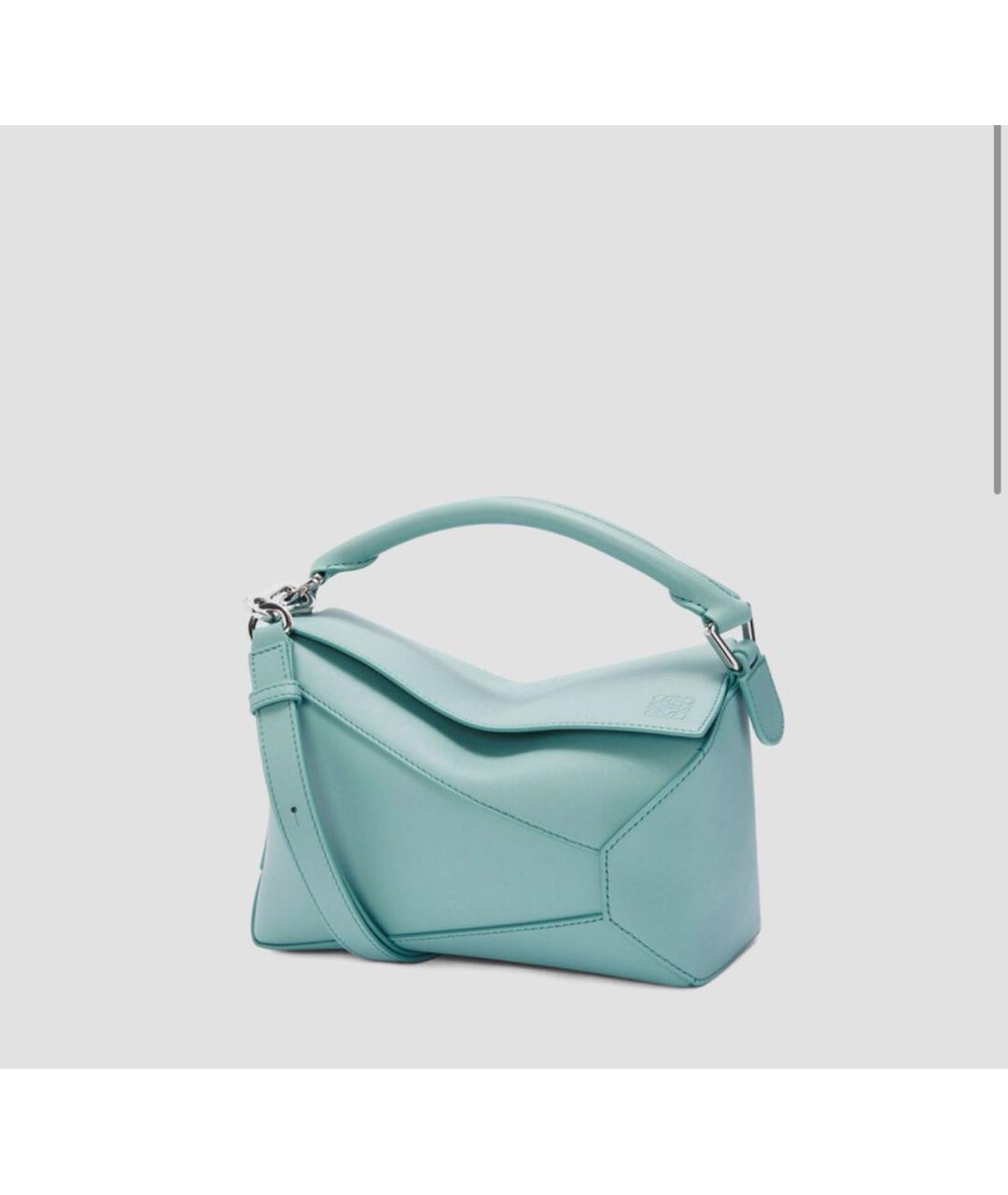 LOEWE Голубая кожаная сумка с короткими ручками, фото 7