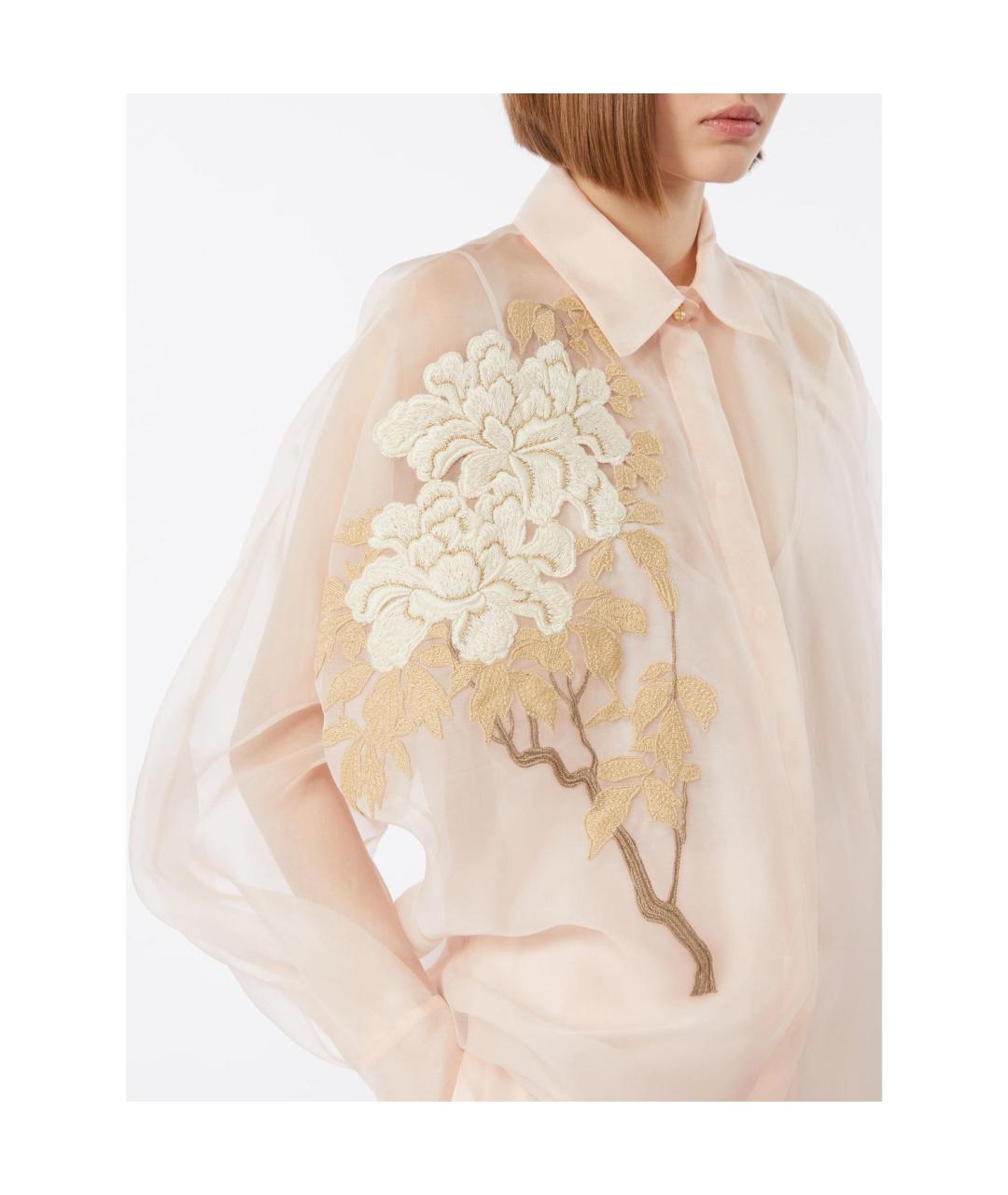 MAX MARA STUDIO Бежевая шелковая рубашка, фото 3