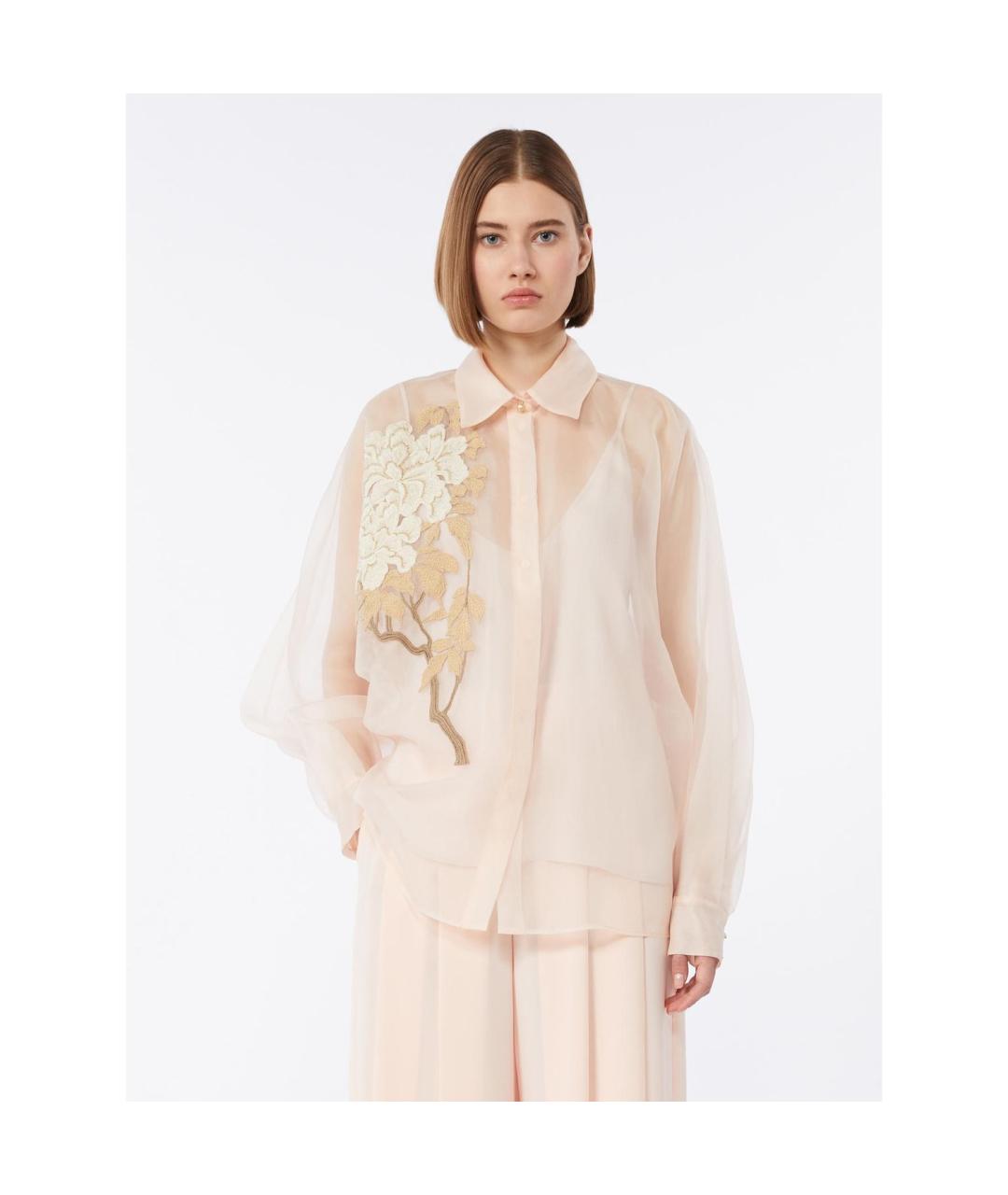 MAX MARA STUDIO Бежевая шелковая рубашка, фото 4