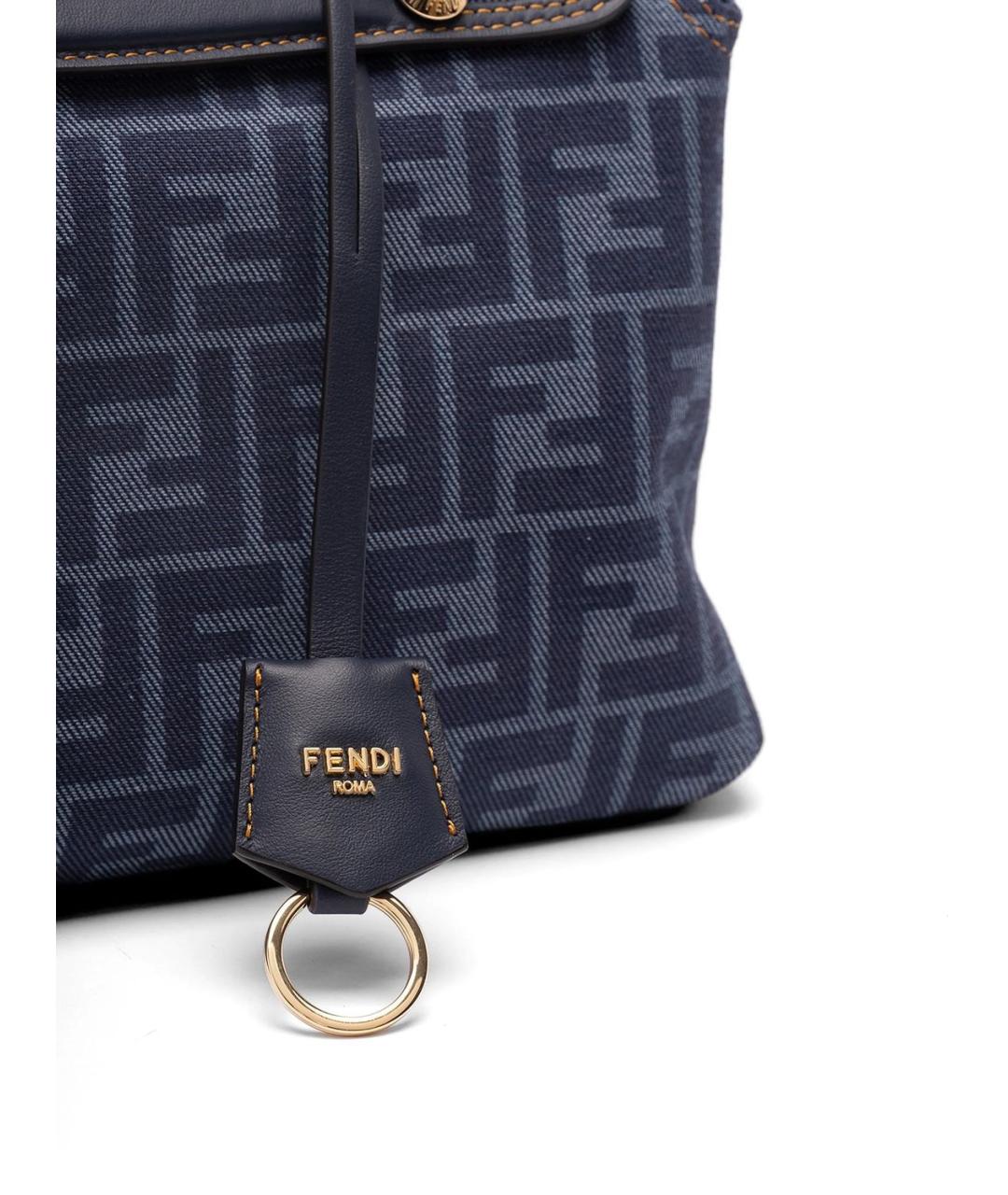 FENDI Синяя хлопковая сумка с короткими ручками, фото 3