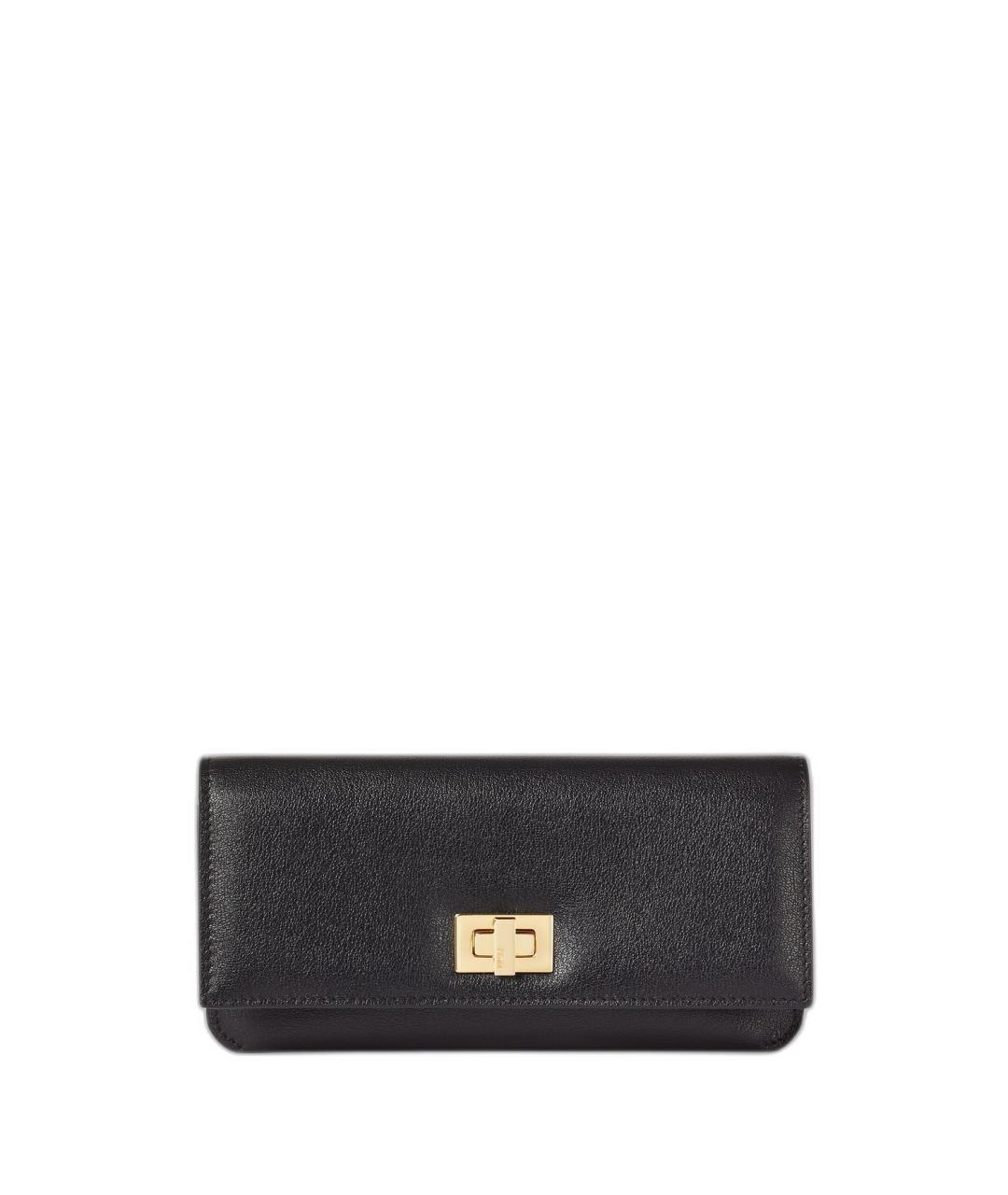 FENDI Черный кожаный кошелек, фото 1