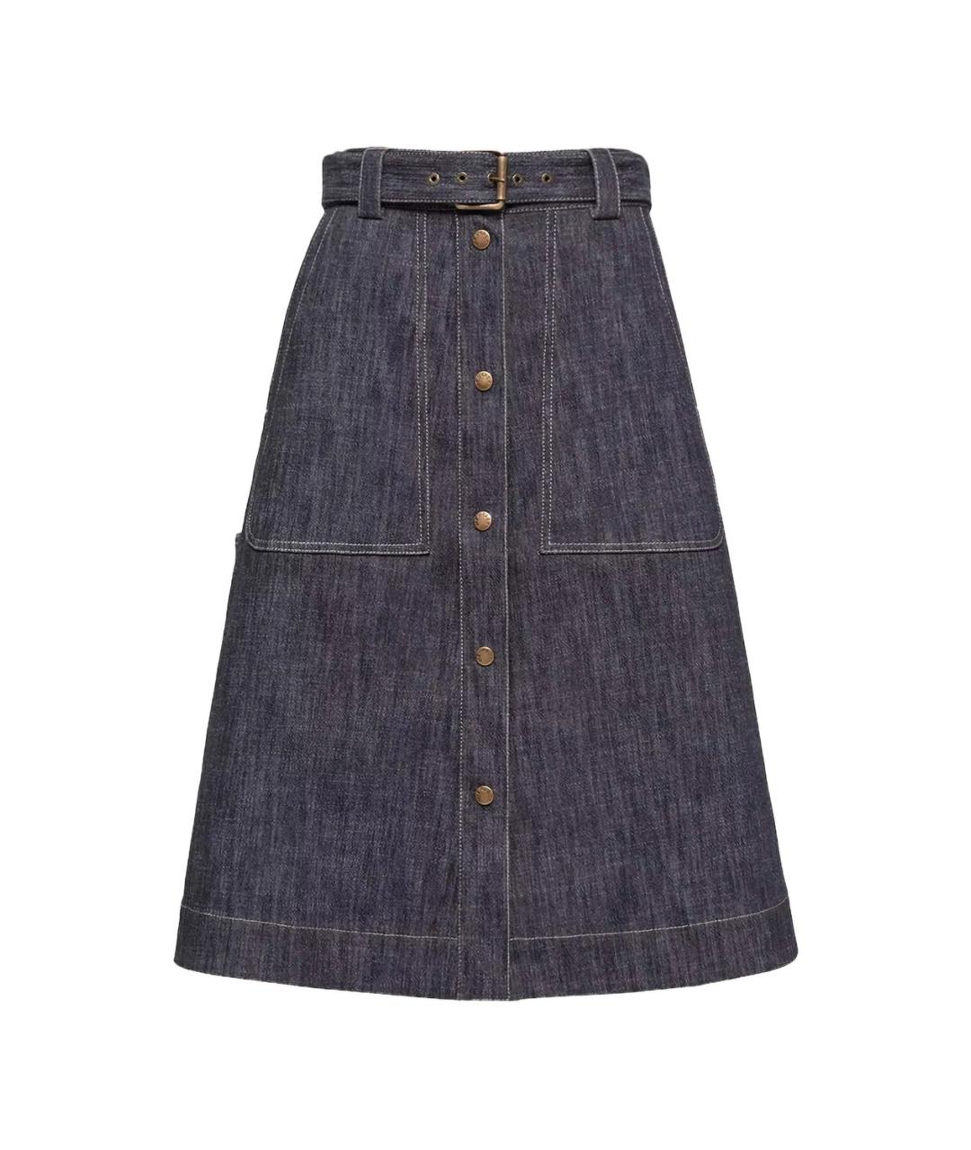 MONCLER Синяя хлопковая юбка миди, фото 1