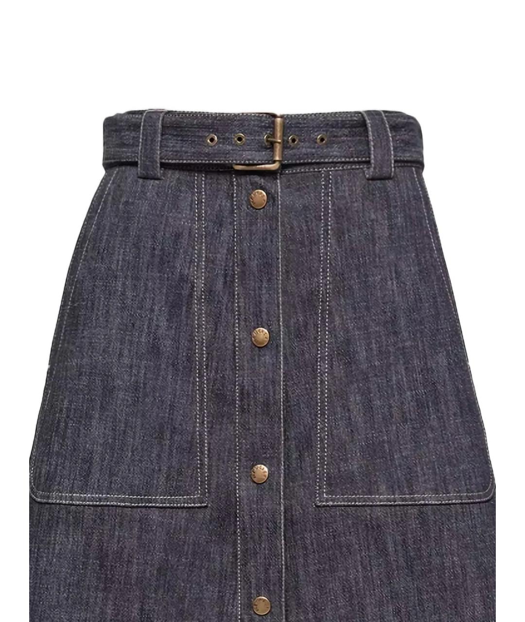 MONCLER Синяя хлопковая юбка миди, фото 2