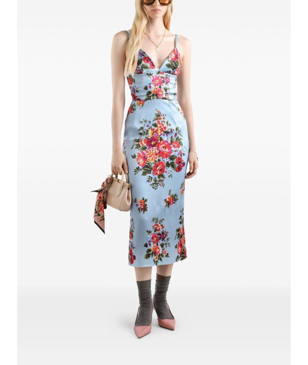 DOLCE&GABBANA Синее вискозное повседневное платье, фото 2