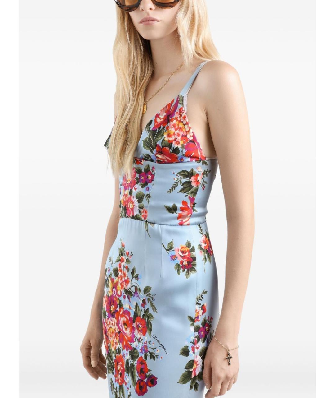 DOLCE&GABBANA Синее вискозное повседневное платье, фото 5