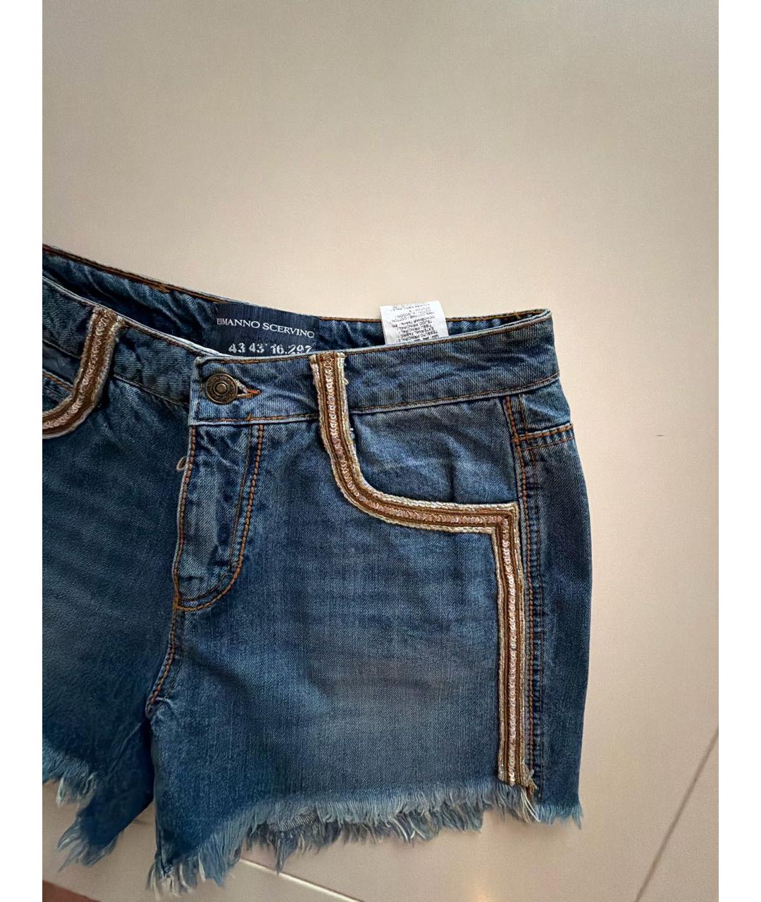 ERMANNO SCERVINO Синие хлопковые шорты, фото 4