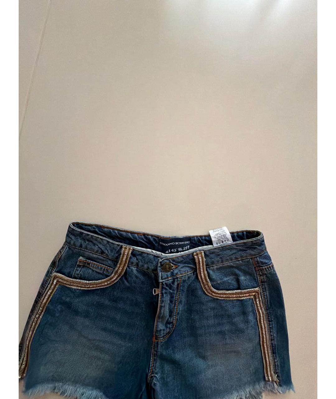 ERMANNO SCERVINO Синие хлопковые шорты, фото 3