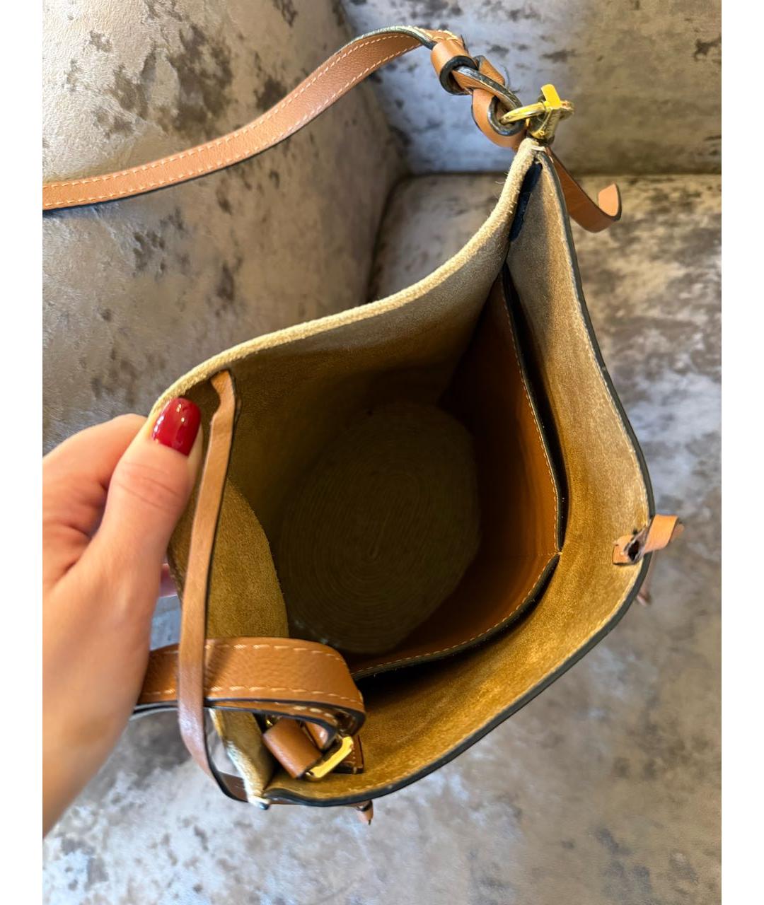 LOEWE Коричневая кожаная сумка через плечо, фото 8