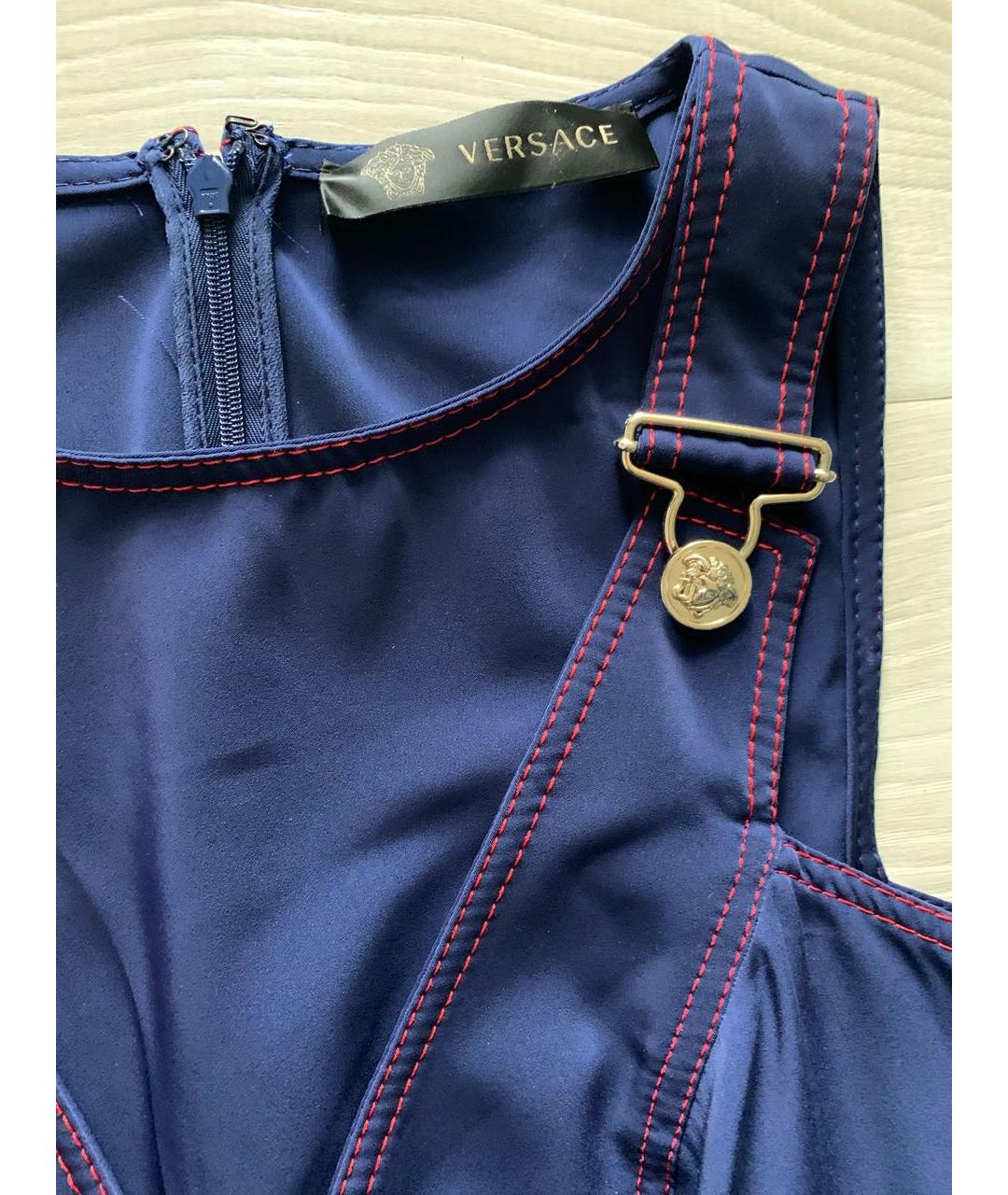 VERSACE Синее полиэстеровое повседневное платье, фото 3