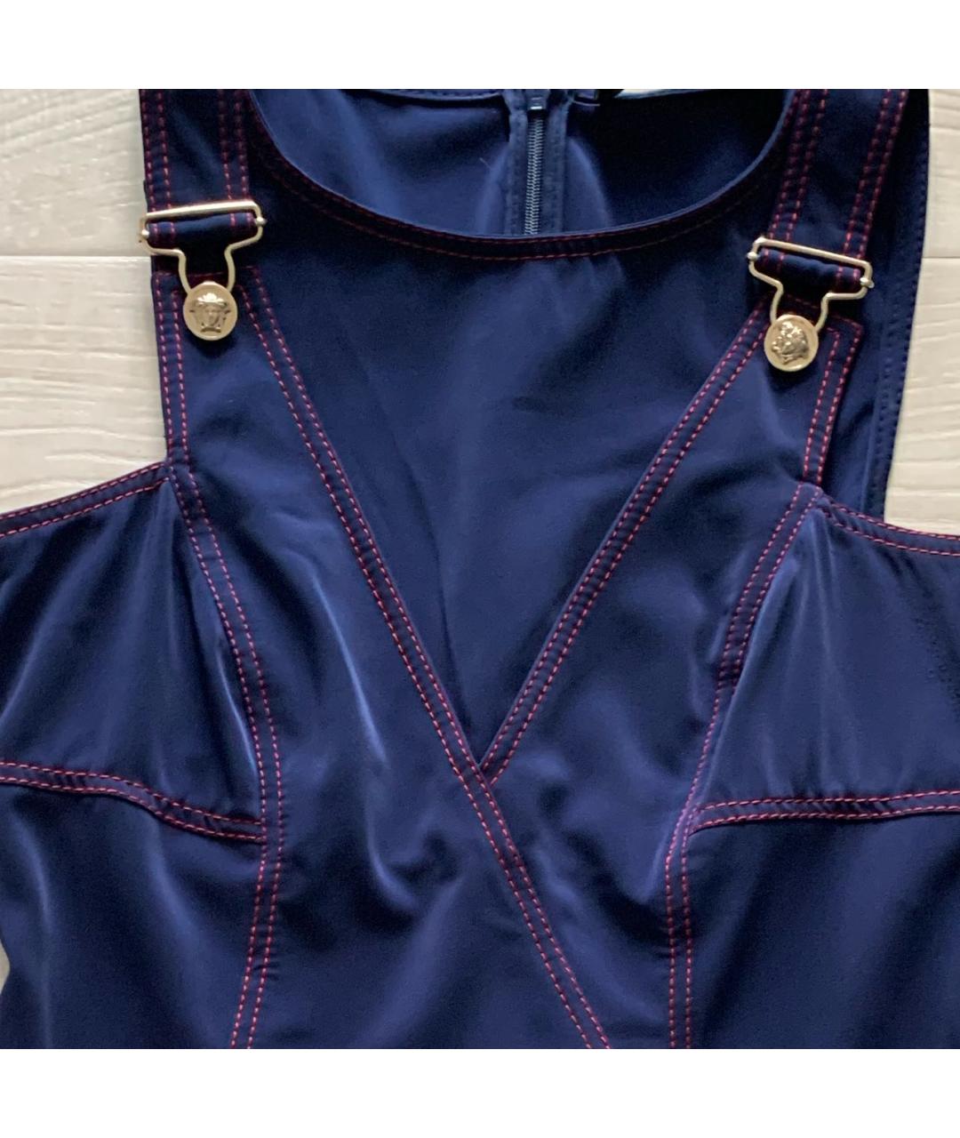 VERSACE Синее полиэстеровое повседневное платье, фото 4