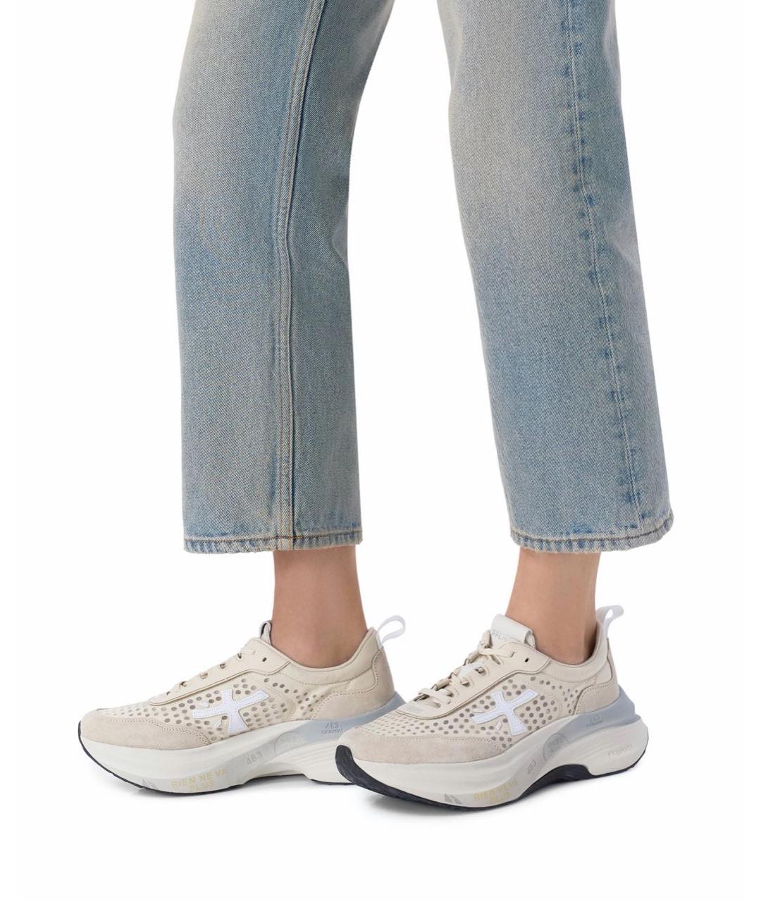 PREMIATA Бежевые кожаные кроссовки, фото 4