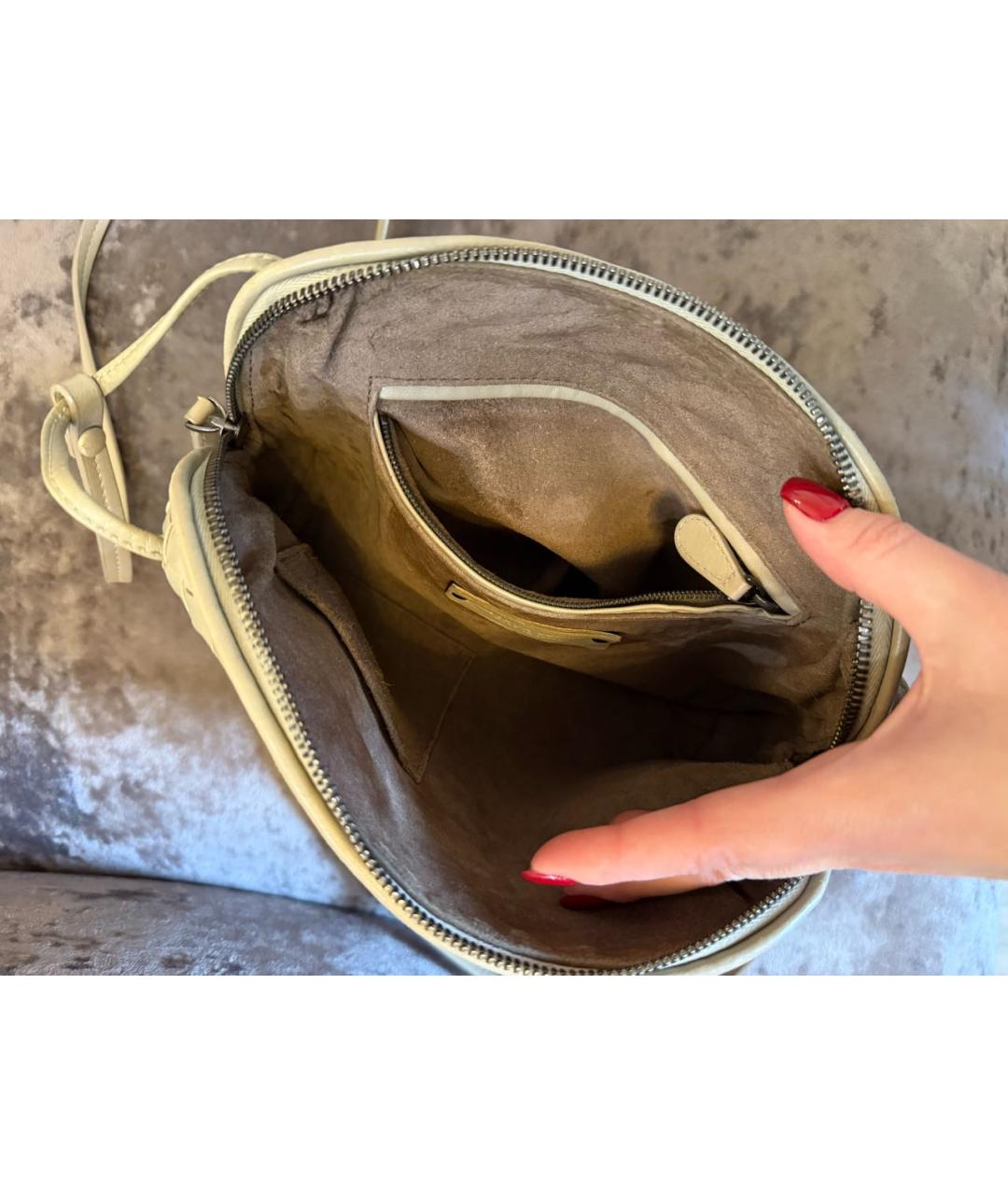 BOTTEGA VENETA Бежевая кожаная сумка через плечо, фото 5