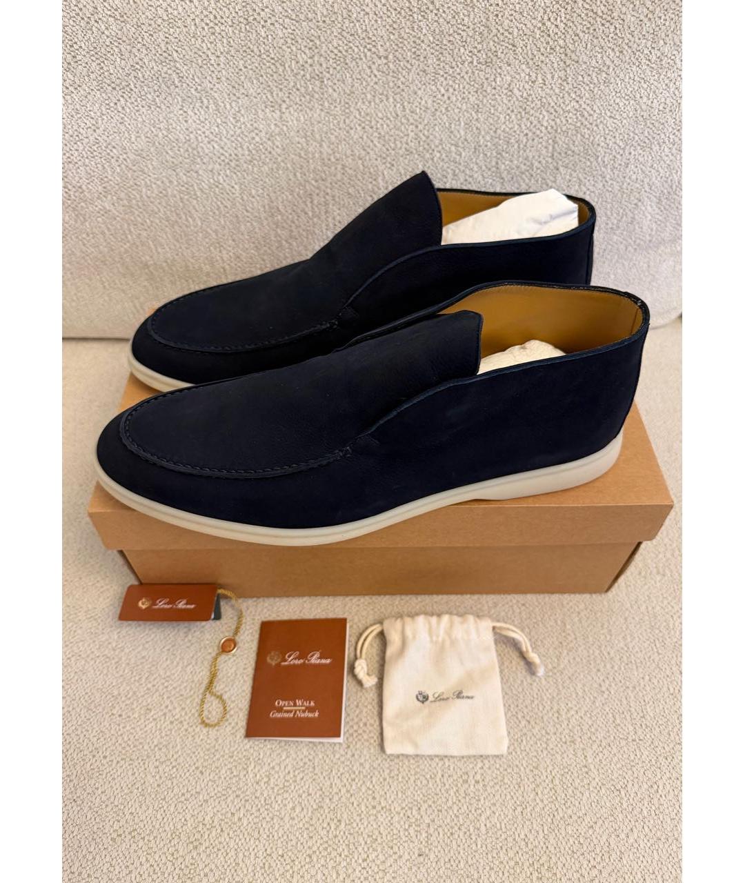 LORO PIANA Темно-синие замшевые лоферы, фото 3