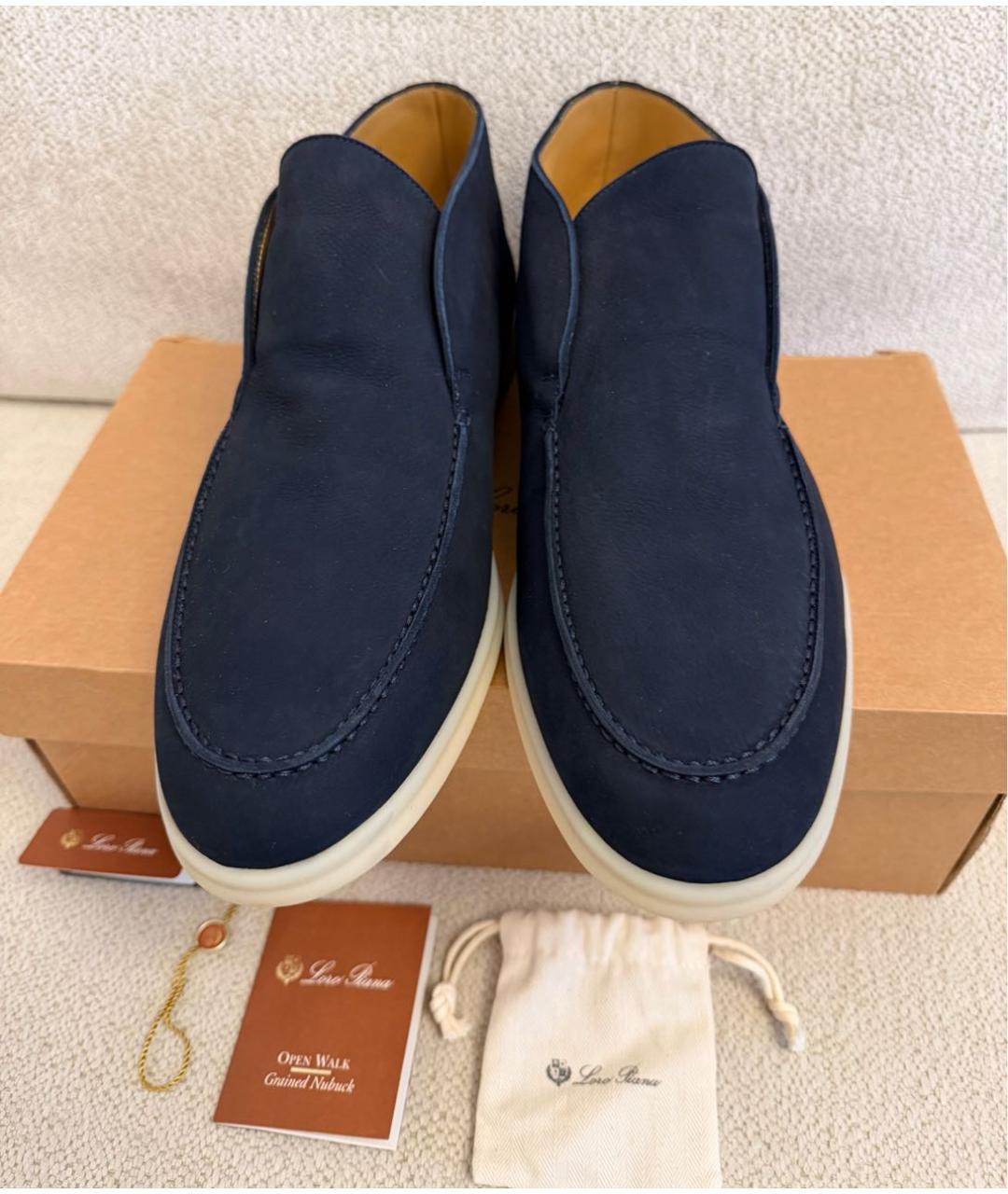 LORO PIANA Темно-синие замшевые лоферы, фото 2